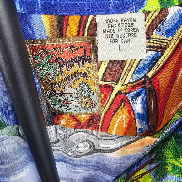 Vintage Pineapple Connection Rayon Hawaiian Shirt Made in Korea Size L - Picture 3 of 4